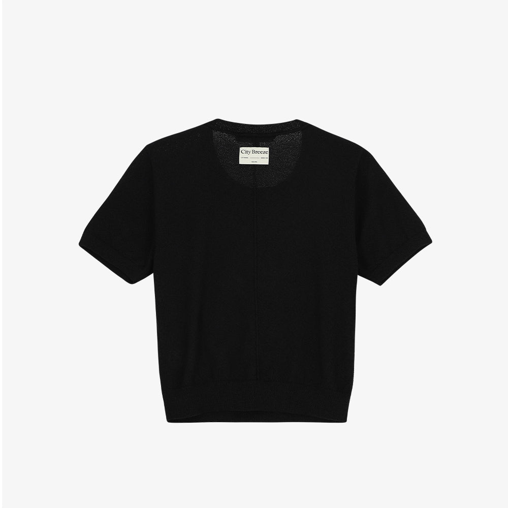 Buckle Symbol Logo Short Sleeve Knit Black