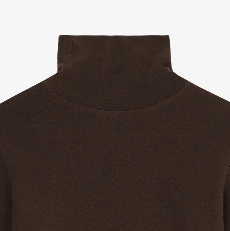 Wool Tencel Cropped Turtel Neck T-Shirts Brown