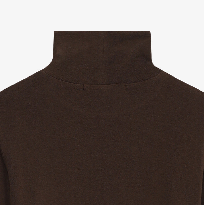 Wool Tencel Cropped Turtel Neck T-Shirts Brown