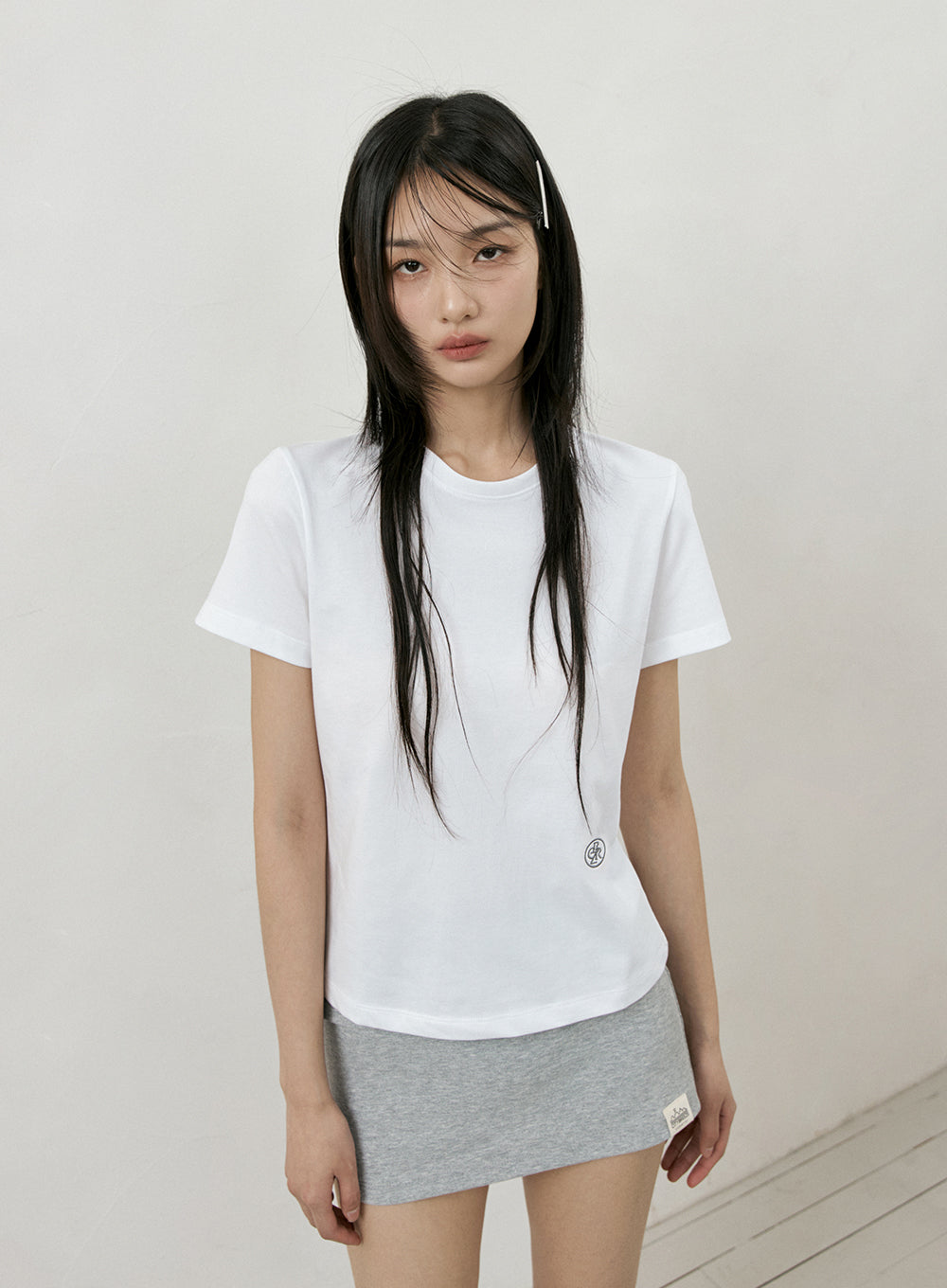 Mini Logo Embroidery Short Sleeve T-shirt White