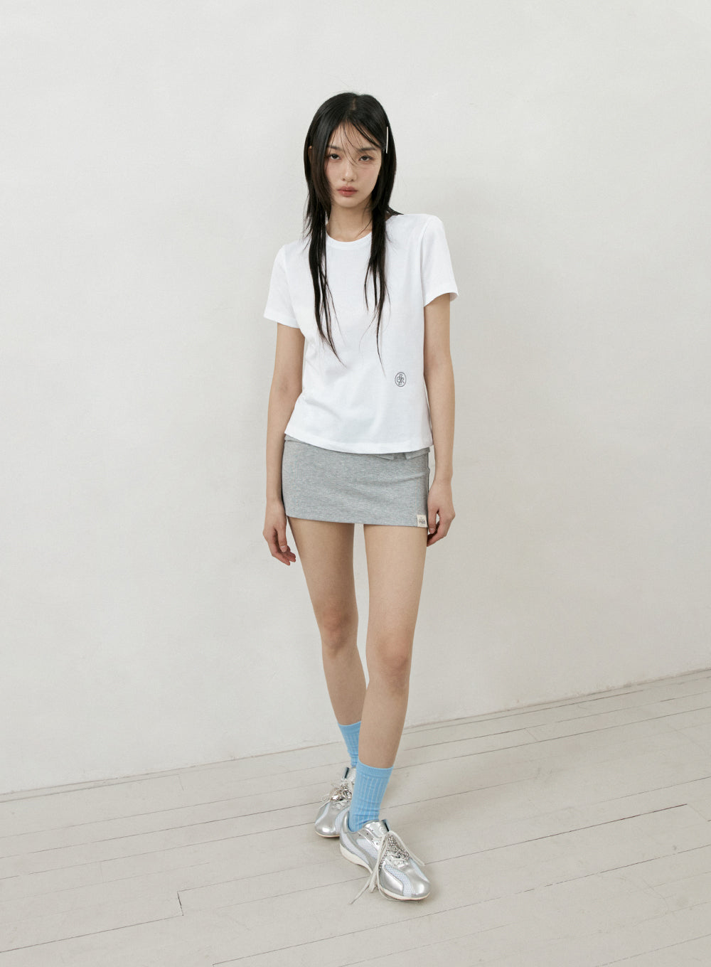 Mini Logo Embroidery Short Sleeve T-shirt White