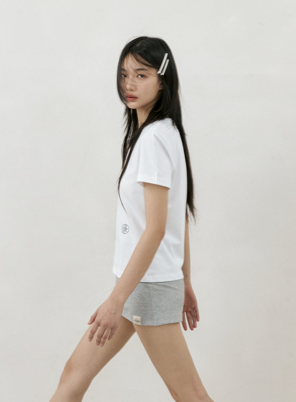 Mini Logo Embroidery Short Sleeve T-shirt White