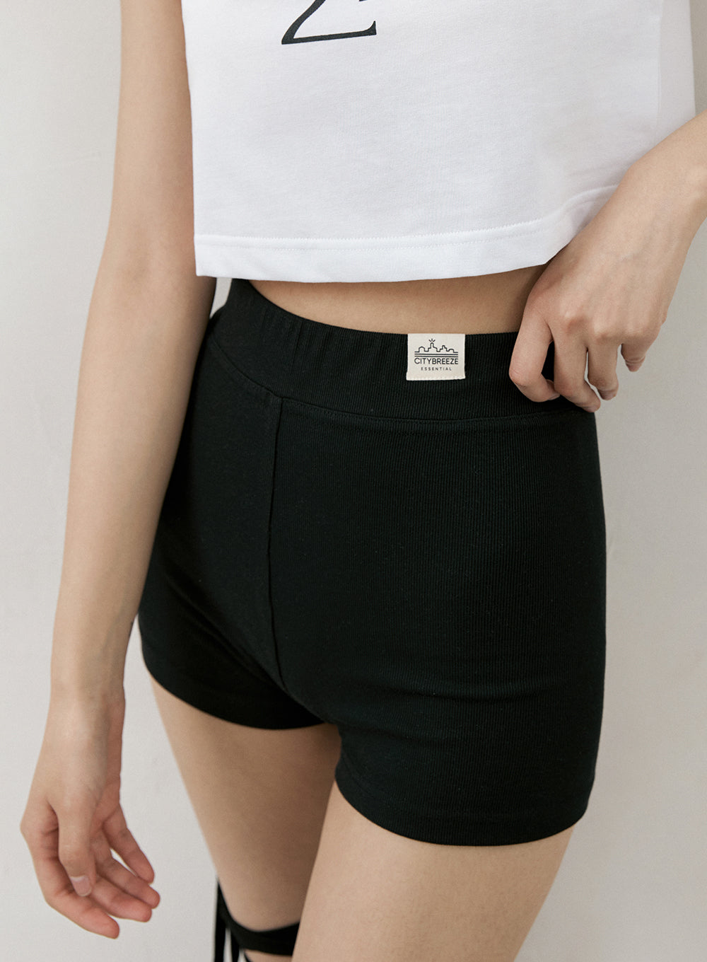 Essential Ribbed Short Pants Black